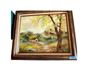 lot 161 image: Textured Birch Tree Painting on Wood