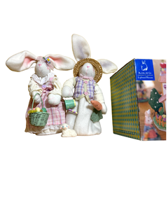 lot 164 image: Fabric Easter Bunnies  Includes Bunny Swing Figurine