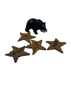 lot 18 image: Black Bear Figurine with Inspirational Star Accents  Rustic Cabin Dcor