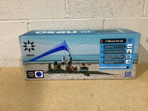 lot 331 image: Neso Grande Beach Sunshade Periwinkle Blue upf 50 Size 9x9