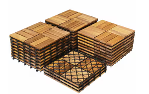 lot 13 image: 1 ft. x 1 ft. Acacia Wood Deck Tile in Brown (27-Pieces)