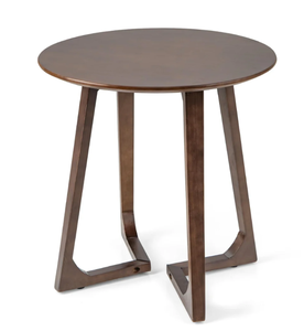 lot 405 image: Giantex 24 Round End Table - Rubber Wood Sofa Side Table with Adjustable Foot Pads, Natural