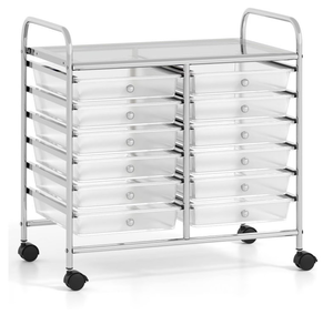 lot 406 image: 12 Drawers Rolling Storage Cart for Home and Office, Transparent