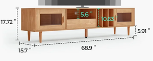lot 24 image: LINSY HOME TV Stand for TVs up to 75, Natural Wood Finish 15.70 (D) 68.90 (W) 17.72 (H)