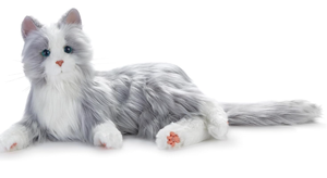 lot 27 image: JOY FOR ALL Companion Pet for Seniors - Lifelike Animatronic Cat - Realistic Soft-Touch Fur & Purring - Therapy Stuffed Animal - Toy for Alzheimers & Dementia - Silver wWhite