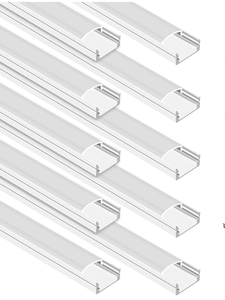 lot 132 image: 10-Pack 6.6ft2Meter U Shape White LED Aluminum Channel System with Milky Cover, End Caps and Mounting Clips, Aluminum Channel Profile for LED Strip Light Diffuser Installations (10pack6.6ft)