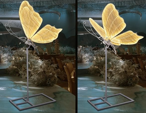 lot 224 image: SET OF 2 Wedding Electric Butterfly Floor Lamp Giant Moving LED Butterflies Decoration with Movement & Lights Up - Big Movable Butterfly Props with Flapping Wings - for Birthday Party (Warm Light, 23.6 IN)