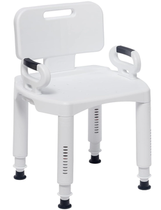 lot 225 image: Drive Medical RTL12505 Handicap Bathroom Bench with Back and Arms, White