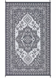 lot 251 image: WhizMax 9 x 12 ft Plastic Straw Grey White Rectangular Porch Deck Camper Balcony Backyard Outdoors Floral Pattern Vintage Area Rug