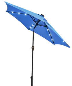 lot 313 image: 9 Feet Solar LED Lighted Patio Market Umbrella with Tilt Adjustment without Base