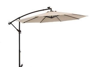 lot 314 image: Costway 8.2 Beige Round Cantilever Patio Umbrellas, LED Lights NO BASE