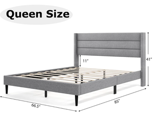 lot 320 image: Giantex Bed Frame Wingback Headboard Queen