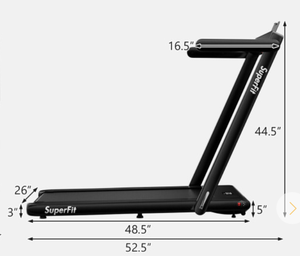 lot 323 image: 2.25HP 2 in 1 Folding Treadmill with APP Speaker Remote Control  52.5 x 29 x 44.5(L x W x H)