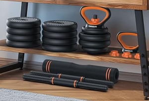 lot 344 image: FEIERDUN Adjustable Dumbbells, 203040457090lbs Free Weight Set with Connector, 5 in1 Dumbbells Set Used as Barbell, Kettlebells, Push up Stand, Weight Plate, Fitness Exercises for Home Gym Suitable MenWomen