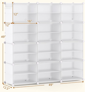 lot 425 image: SlickBlue Portable 12-Cube Shoe Storage Shelf with Adjustable Hooks and Shelves