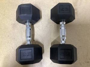 lot 416 image: 2   25lb Dumbells