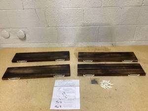 lot 430 image: Wood Floating Shelves for Wall Decor, Rustic Wall Shelves for Bedroom Bathroom Kitchen Living Room, Set of 4 Light Walnut 24 Inch