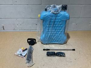 lot 232 image: Strap Type Electric Spray 4 Gallon Battery Powered Sprayer, Electric Garden Sprayer USB Rechargable Handle and Retractable Wand