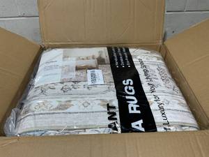 lot 44 image: 8x10 Area Rugs for Living Room, Stain Resistant Neutral Washable Rugs for Dining Room, Vintage Non-Slip Thin Large Size Beige Area Rug