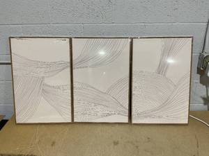 lot 176 image: Large Modern Minimalist Wall Art Framed Neutral Abstract Wall Decor 24x36 Inch Set of 3