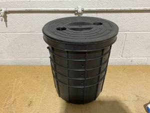 lot 177 image: Perforated Sump Basin Perforated Sump Pump Bucket with 40 Drilled Holes for Crawl Spaces, Yards, Patios and Driveways(Black,13 x 11.4 x 15 Inch)