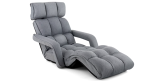 lot 70 image: Costway 6-Position Adjustable Floor Chair for Adults Foldable Lazy Sofa for Living Room Grey