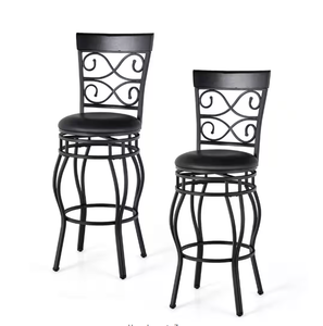 lot 98 image: Costway Vintage Swivel Bar Stools 30 in. Bistro Upholstered Dining Chairs Black (Set of 2)