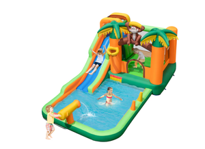 lot 99 image: Slickblue 181 in. Oxford Cloth Inflatable Bounce House with Water Slide and Pool