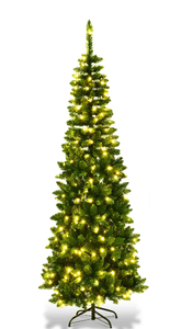 lot 111 image: Costway 7Ft PVC Artificial Pencil Christmas Tree Slim Stand