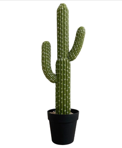 lot 168 image: momoplant Artificial Cactus Succulent Plant, 24 Inch Tall Faux Fake Desert Cacti Plant with Black Planter