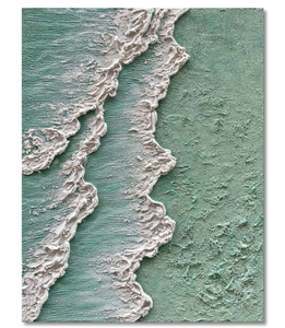 lot 169 image: NANKAI Art Hand-Painted Green Thick Texture Abstract Oil Painting Hand-Painted Ocean Landscape Oil Painting