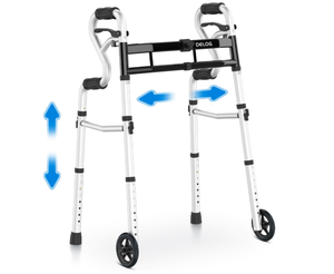 lot 173 image: Delog Narrow Folding Walker for Seniors, 3 in 1 Folding Walker with 5 Front Wheels