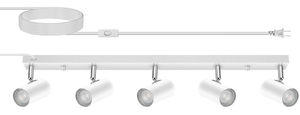lot 464 image: AUQUEE 5 Light Track Lighting Kit,Black 5 Way Modern Plug in Ceiling Spotlight,Industrial LED Wall Light