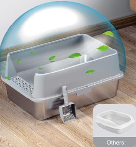 lot 467 image: Stainless Steel Litter Box, Metal Litter Boxs with Lid High Sides, XL Extra Large Litter Box for Big Cats