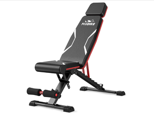 lot 74 image: FLYBIRD Adjustable Weight Bench Fits up to 65, 750LBS Capacity for Full Body Workout, 27LBS Sturdy Foldable Bench Press for Home Gym