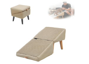 lot 75 image: Split Ottoman Dog Ramp, 2-in-1 Lightweight Folding Dog Stairs