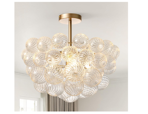 lot 77 image: Bubble Ball Semi Flush Mount Ceiling Light Fixture,20 Inch Gold and Clear Glass Crystal Semi Flush Light Fixture