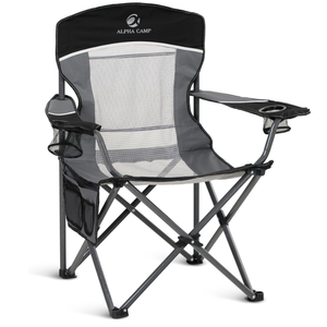 lot 83 image: LOT OF 2 ALPHA CAMP Oversized Mesh Back Camping Folding Chair Heavy Duty Support 350 LBS