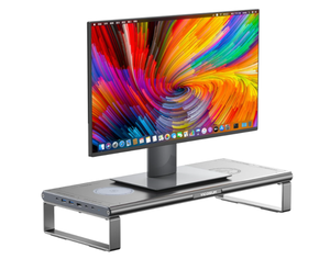 lot 84 image: YICOSUN N1 PRO Ergonomic Monitor Stand with USB and HDMI Compatible for Desktop with Wireless Charger for Smartphone