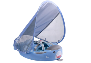 lot 175 image: Mambobaby Float Baby Shark Swim Float with Canopy, Non-Inflatable Solid Baby Float, Upgrade Soft Skin-Friendly Fabric Material Infant Swim Float for Boys and Girls