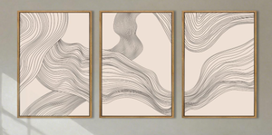 lot 176 image: Large Modern Minimalist Wall Art Framed Neutral Abstract Wall Decor 24x36 Inch Set of 3