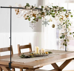 lot 180 image: Over The Table Rod Stand with Clamps, 46-82Length, Adjustable Metal Balloon Flower Arch Stand