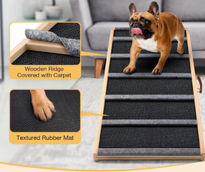 lot 190 image: Dog Ramp for Bed - Extra Wide - Excellent Traction, Pet Ramp for Small Large Dogs to Get on Couch Car, Non-Slip Rubber Surface, 17W, Hold up to 200lb, Adjustable, Foldable (200LBS)