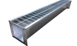 lot 240 image: 304 Stainless Steel Channel Drain with Galvanized Steel Drain Grate 39.4x5.9x5.5 in, B125 Channel Drain Kit for 3 Pipe, Heavy Duty Durable Trench Drain System for Outdoor, Driveway, Garage, Yard