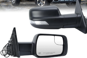 lot 248 image: Right Passenger Side Mirror for 2019-2024 RAM 1500 Mirrors with Power Glass Heated Turn Signal Puddle Lights Manual Folding Replacement 5ZK42KARAH(8 Pins)