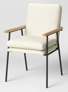 lot 483 image: Threshold Lewes Wood Arm Upholstered Dining Chair With Metal Legs