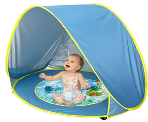 lot 473 image: PandaEar Baby Beach Tent with Pool, Pop Up Sun Shelter for Infant Toddlers, Portable UV Protection Shade with Carry Bag for Outdoor Travel