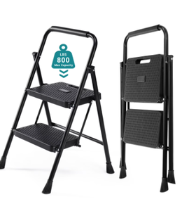 lot 487 image: 2 Step Ladder, Portable Folding Step Stool Heavy Duty Anti-Slip, Lightweight 800Lbs Capacity