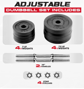 lot 201 image: Yes4All Adjustable Dumbbell Set with Weight Plates, Star Lock CollarsConnector, 50LBS Or 25LBS Dumbbell Pair