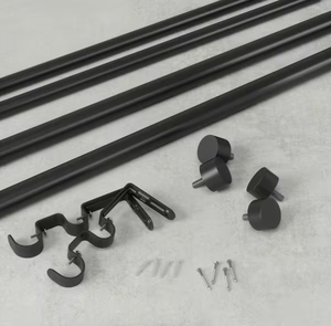lot 202 image: LOT OF 3 Umbra Cappa Double Curtain Rod 120 in. - 180 in. in Brushed Black
